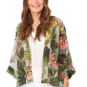 ONE HUNDRED STARS ECCENTRIC BLOOM PUTTY SHORT KIMONO One Size NWT MSRP $136